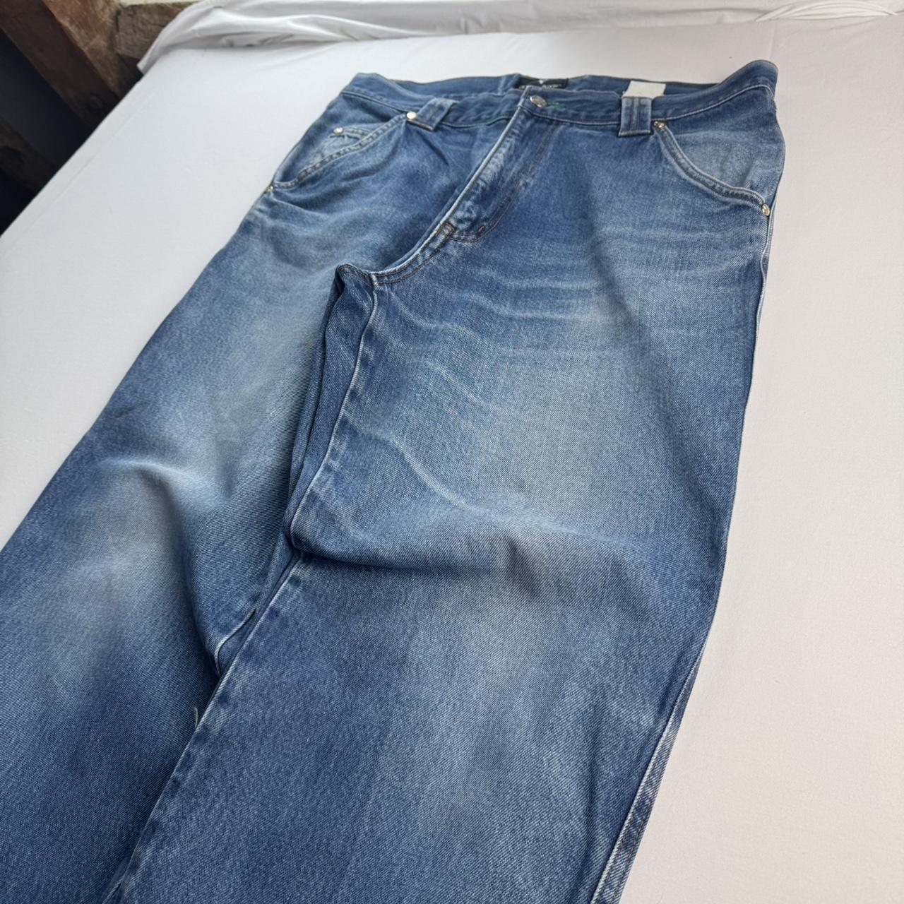 1990s Giovanni Valentino Graphic Embroidered Straight Leg Jeans 32W 30L