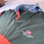 1990s Gant Embroidered Spellout Panel Rugby Polo Shirt M