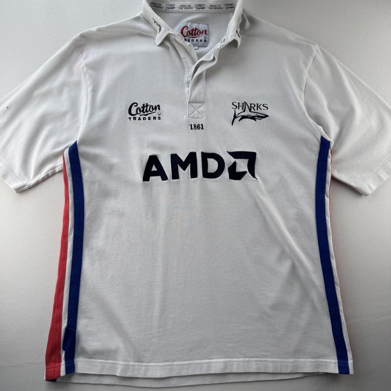 1999-2000 Cotton Traders Sale Sharks Rugby Polo Shirt L