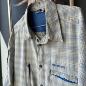 Rip Curl cream striped summer shirt with oversized fit and vintage 1990s style.