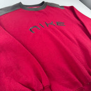 1990s Nike Embroidered Spellout Burgundy Womens Sweatshirt 14