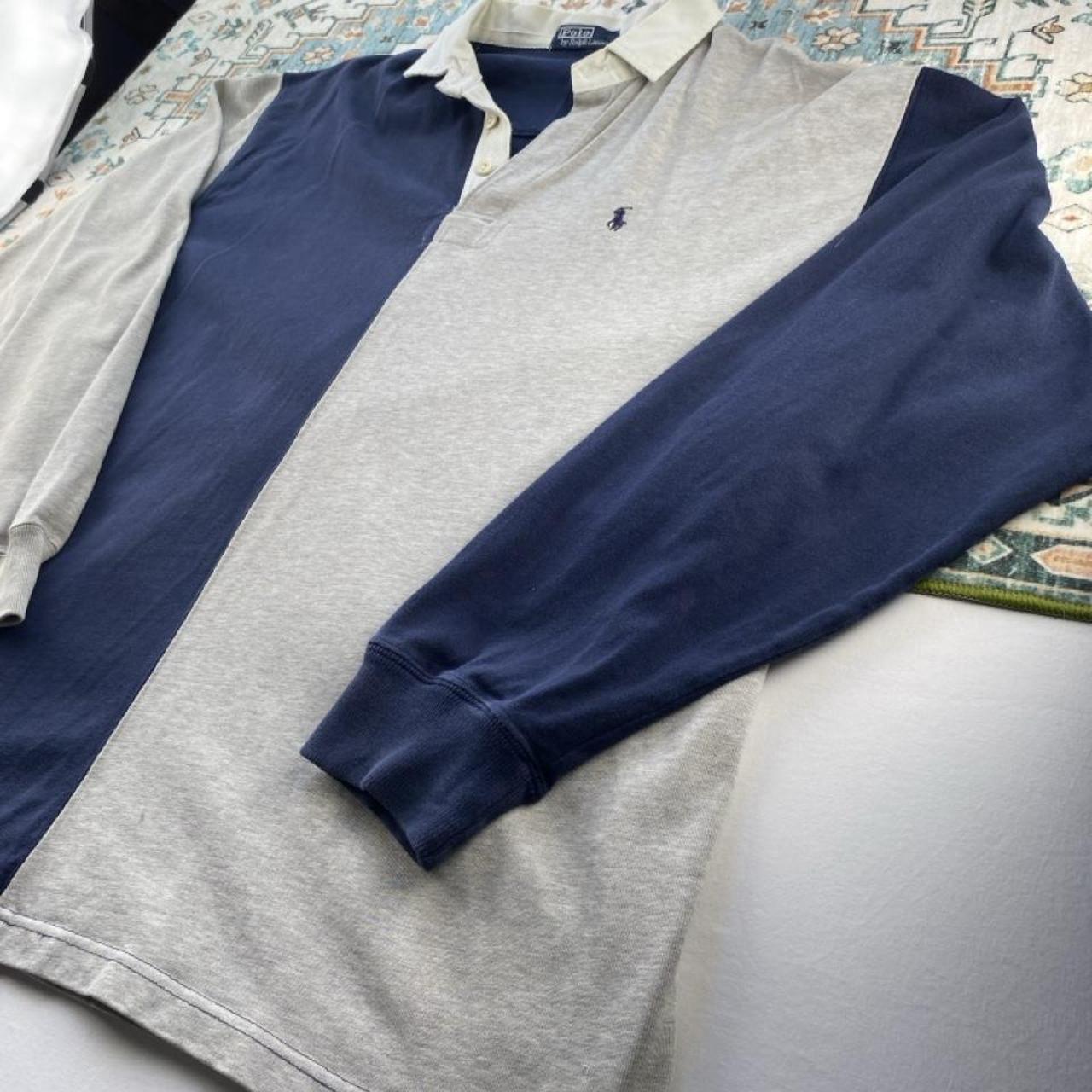 Polo Ralph Lauren split colour rugby polo shirt, oversized fit, featuring embroidered logo.