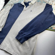 Polo Ralph Lauren split colour rugby polo shirt, oversized fit, featuring embroidered logo.