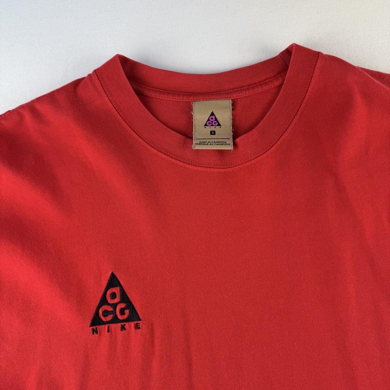 Red Nike ACG Embroidered Spellout T-Shirt S