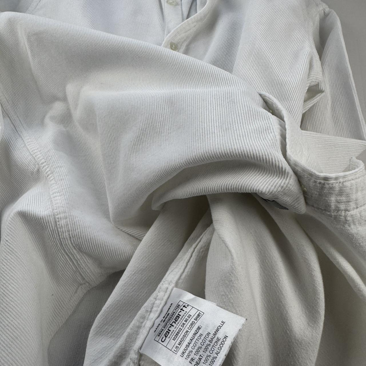 Carhartt WIP White and Green Corduroy Button Down Shirt L