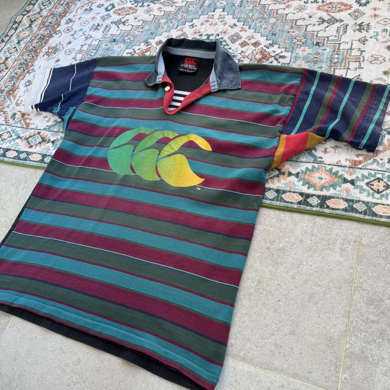 Canterbury multi rugby polo with thick fabric and embroidered logo.
