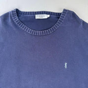 Yves Saint Laurent Crewneck Knit Sweater in Navy Size XL