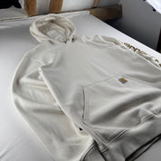 Carhartt Oversized Sleeve Spellout Cream Hoodie Size Medium