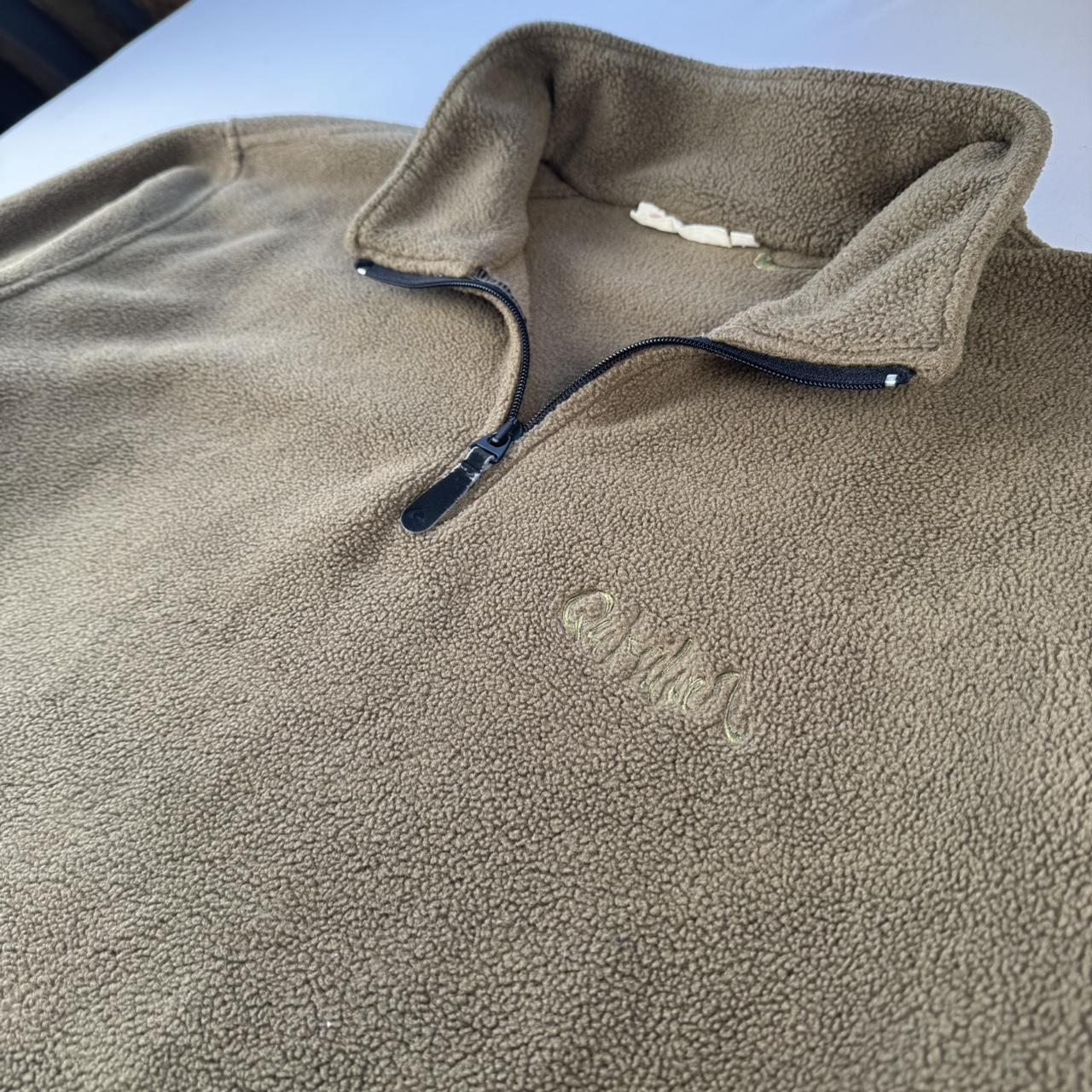 Quiksilver 2000s Embroidered Quarter Zip Khaki Fleece XL