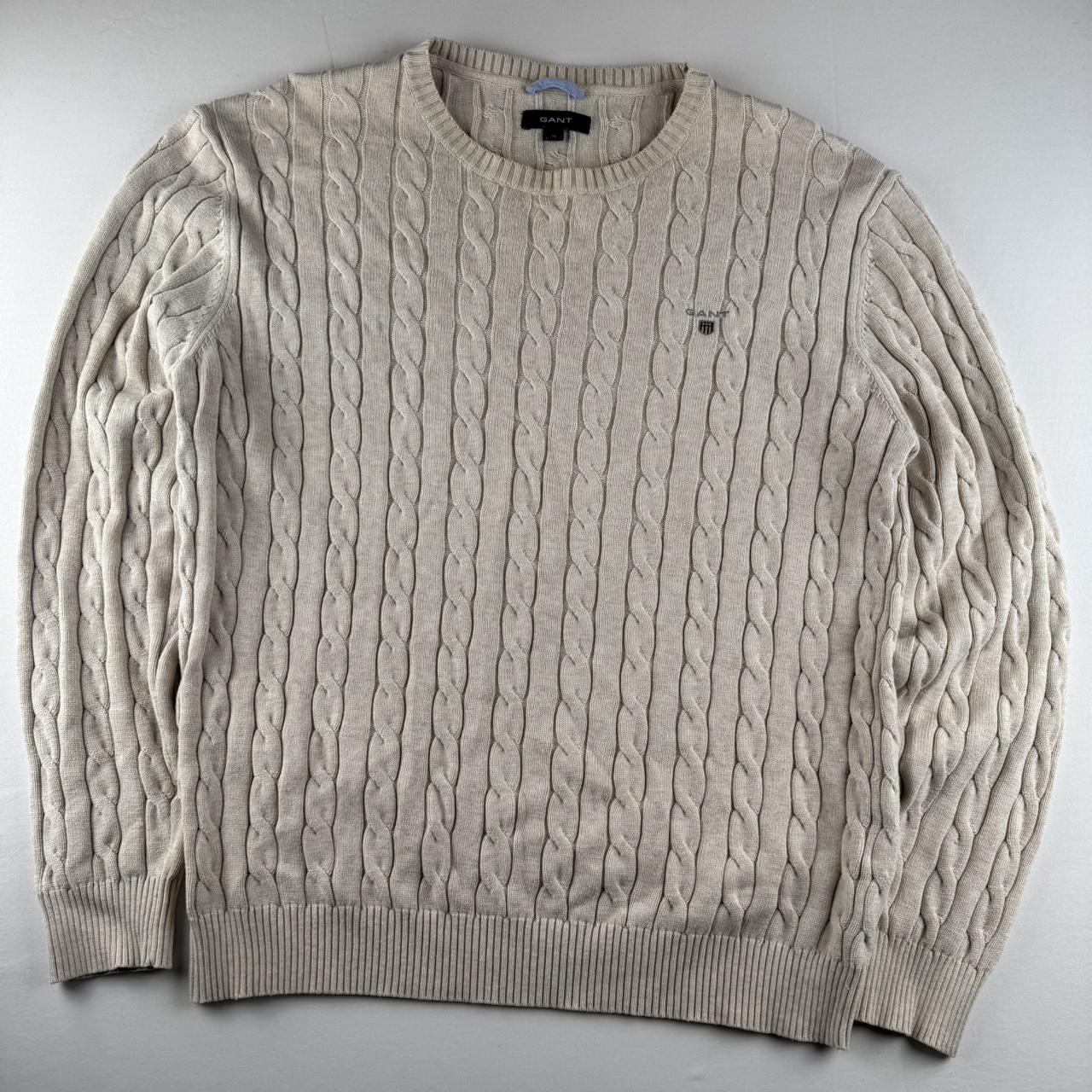 Gant Cotton Embroidered Spellout Cable Knit Jumper L