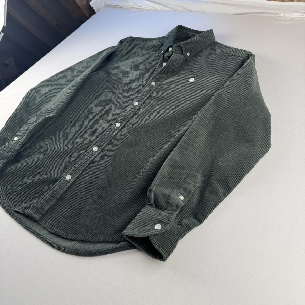 Dark Green Carhartt WIP Long Sleeve Madison Corduroy Button Down Shirt XS