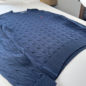 Modern Polo Ralph Lauren Red Pony Navy Cable Knit XL