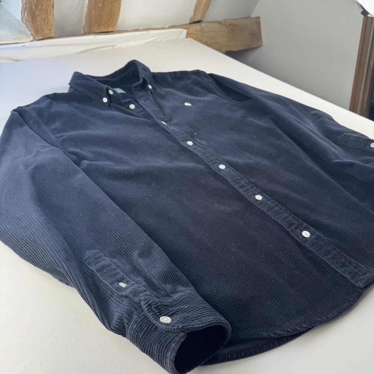 Navy Carhartt WIP Long Sleeve Madison Corduroy Button Down Shirt L
