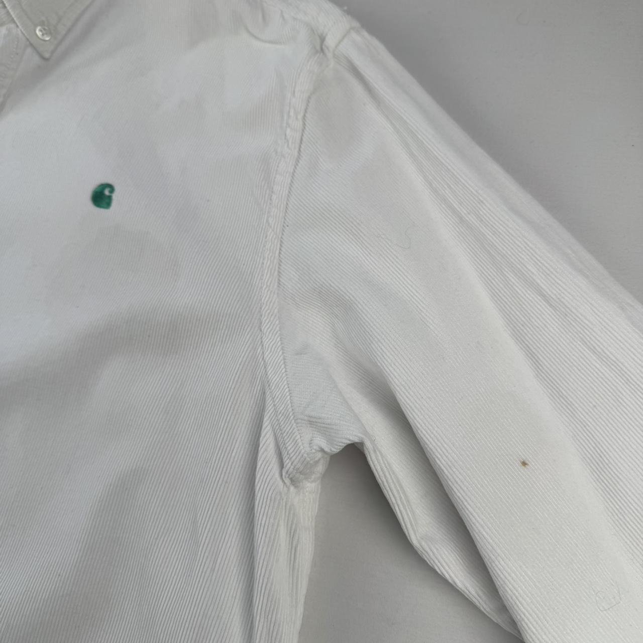 Carhartt WIP White and Green Corduroy Button Down Shirt L