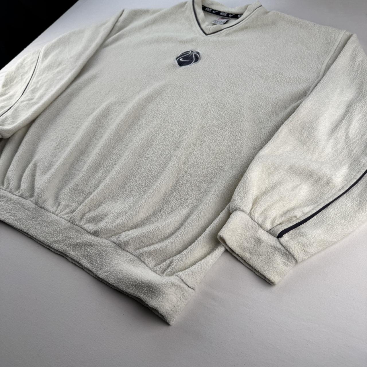 Rare 1990s Centre Swoosh V Neck Fleece Sweatshirt XL