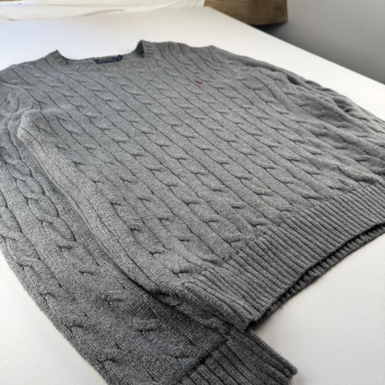 Polo Ralph Lauren Grey Cotton Cableknit Jumper M