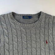 Polo Ralph Lauren Grey Cotton Cableknit Jumper M