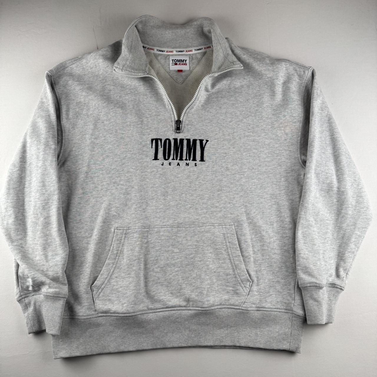 Tommy Jeans Embroidered Centre Spellout Half Zip Jumper L