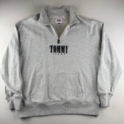 Tommy Jeans Embroidered Centre Spellout Half Zip Jumper L
