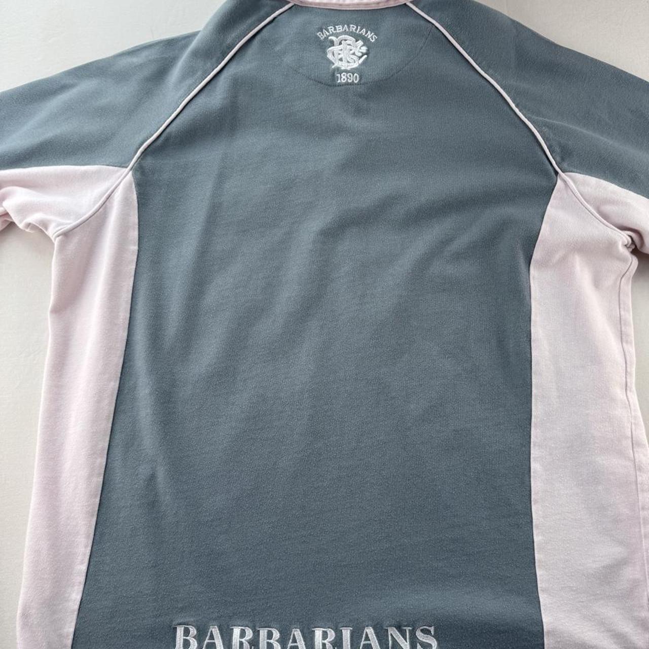 Salmon Pink Sky Blue Cotton Traders Barbarians Rugby Polo Shirt XL
