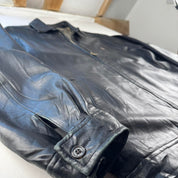 2000s Polo Ralph Lauren Black Leather Harrington Jacket L