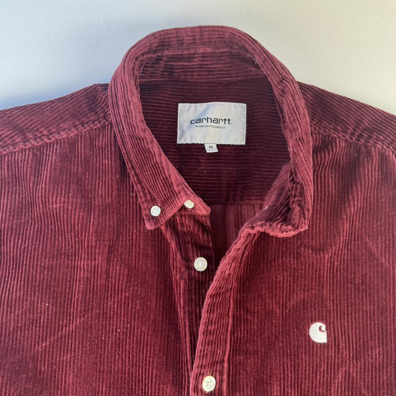 Burgundy Carhartt WIP Long Sleeve Madison Corduroy Button Down Shirt M