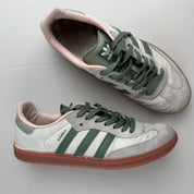 Adidas White and Green Sambas OG UK9