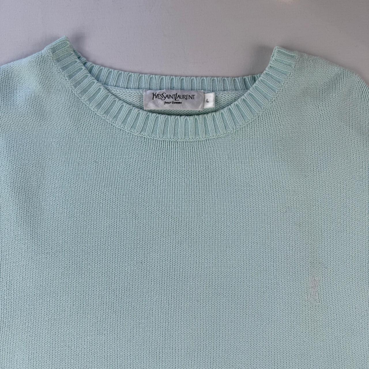 Yves Saint Laurent Crewneck Knit Sweater in Green Size L