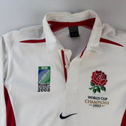 2003 Nike Centre Logo England Rugby World Cup Champions Polo Shirt L