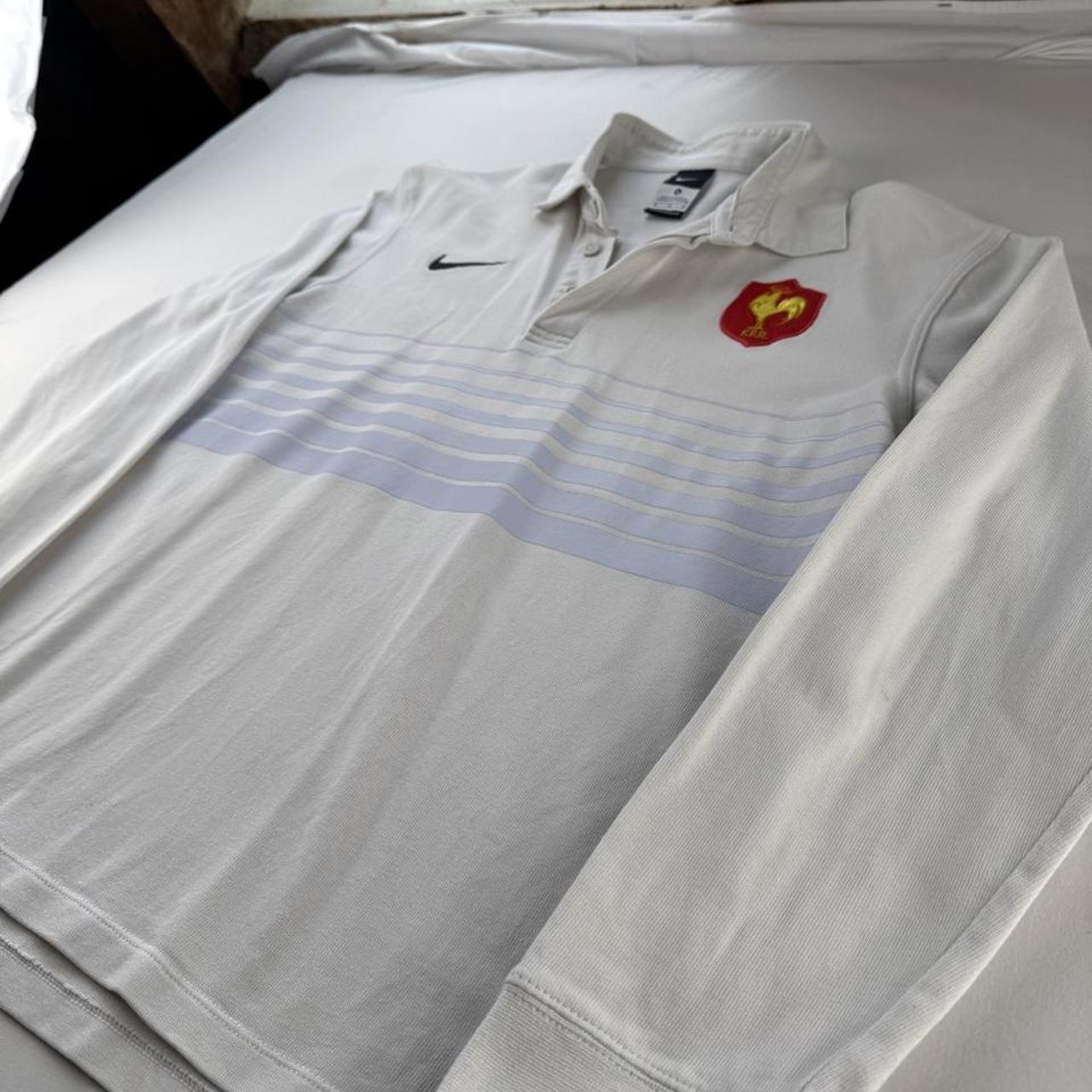 2009 Embroidered France Rugby Striped Rugby Polo M