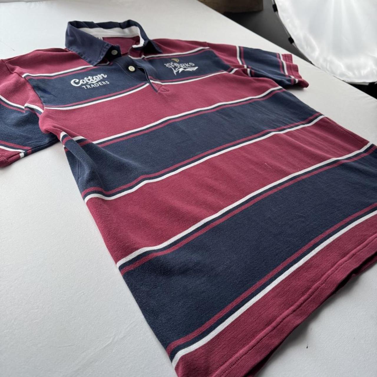 1990s Sale Sharks Striped Rugby Polo Shirt L