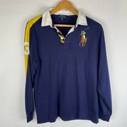 Polo Ralph Lauren navy rugby polo shirt with big pony logo and classic fit.