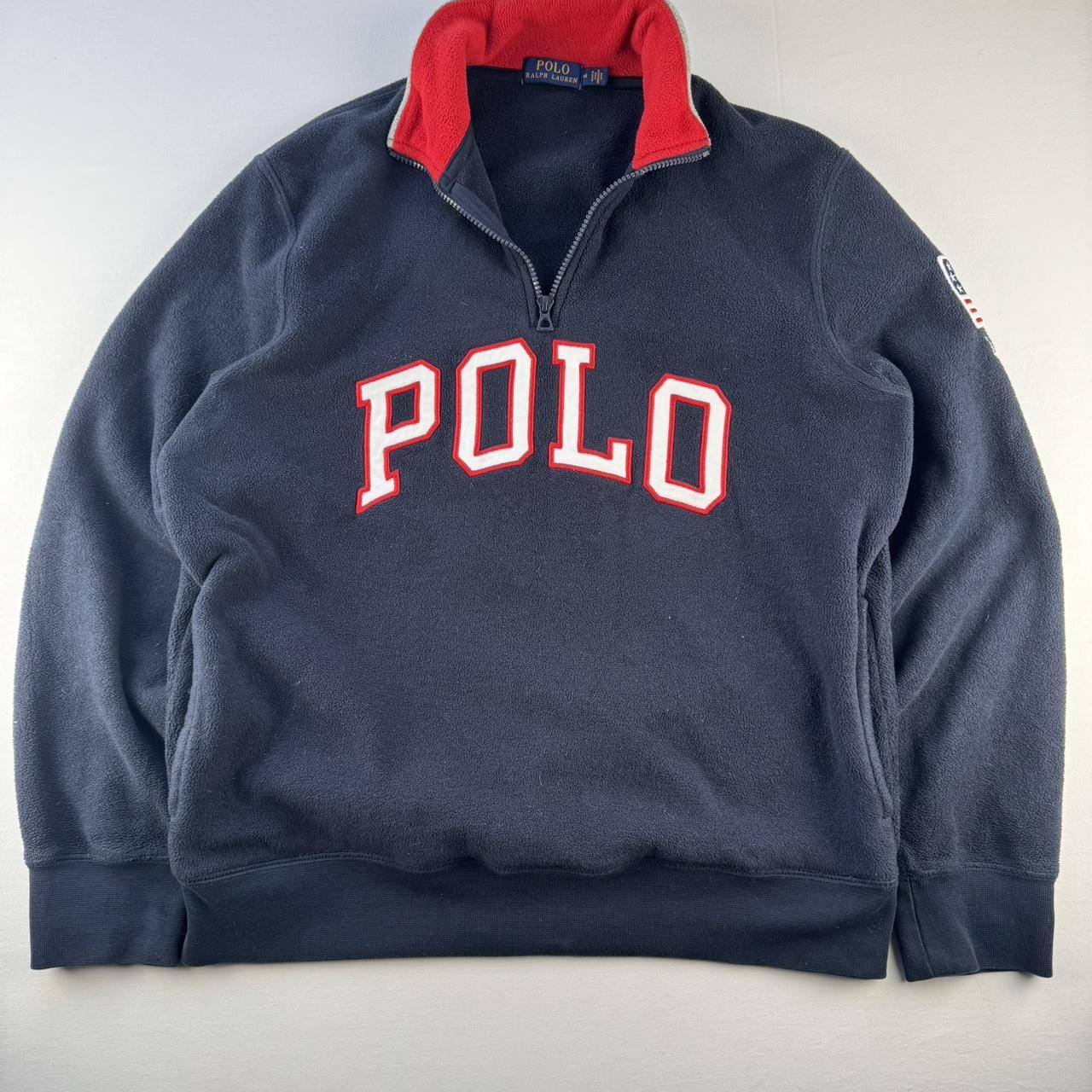 Polo Ralph Lauren Embroidered Fleece Quarter Zip Navy M