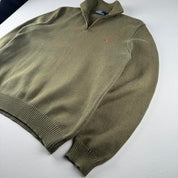 Polo Ralph Lauren Embroidered Pony Khaki Quarter Zip Fleece S