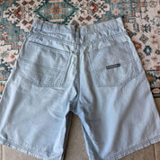 Quiksilver baby blue surf shorts 100% cotton with logo and classic design details.