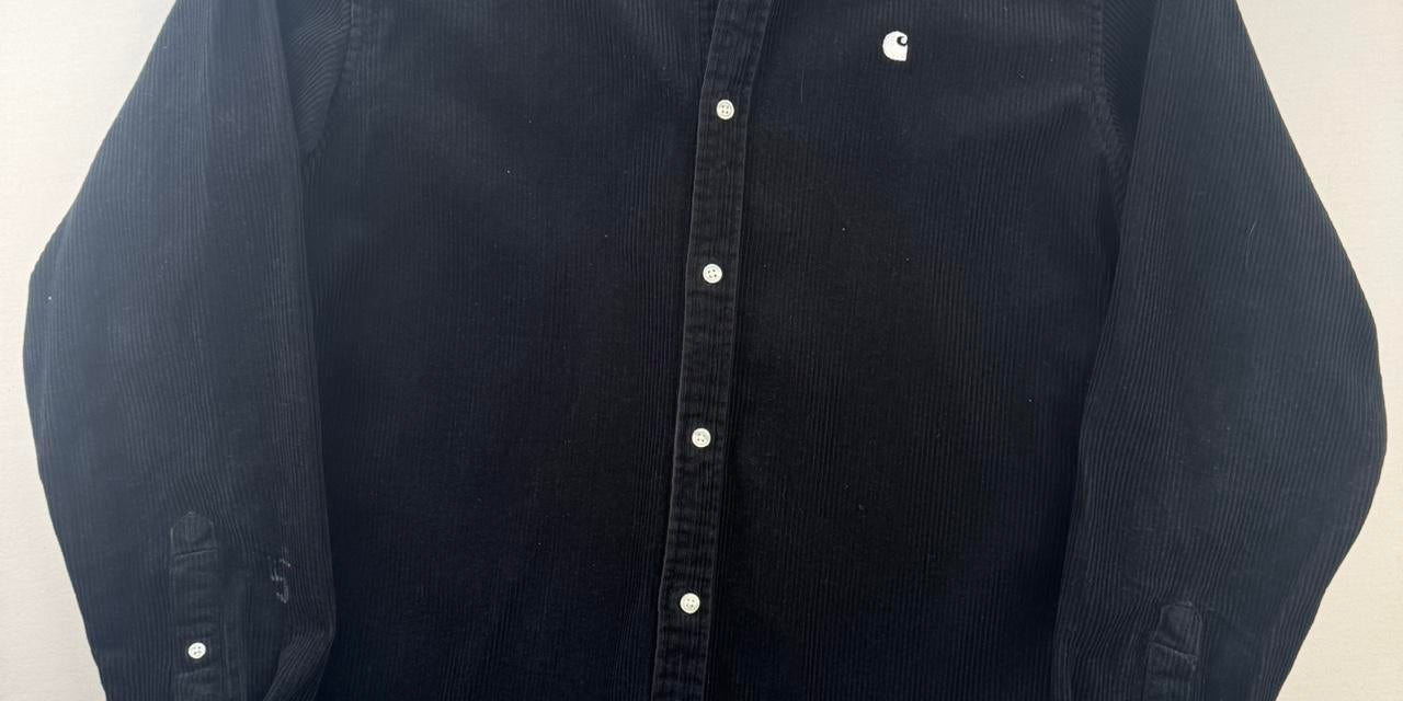 Carhartt WIP Black Corduroy Button Down Shirt L