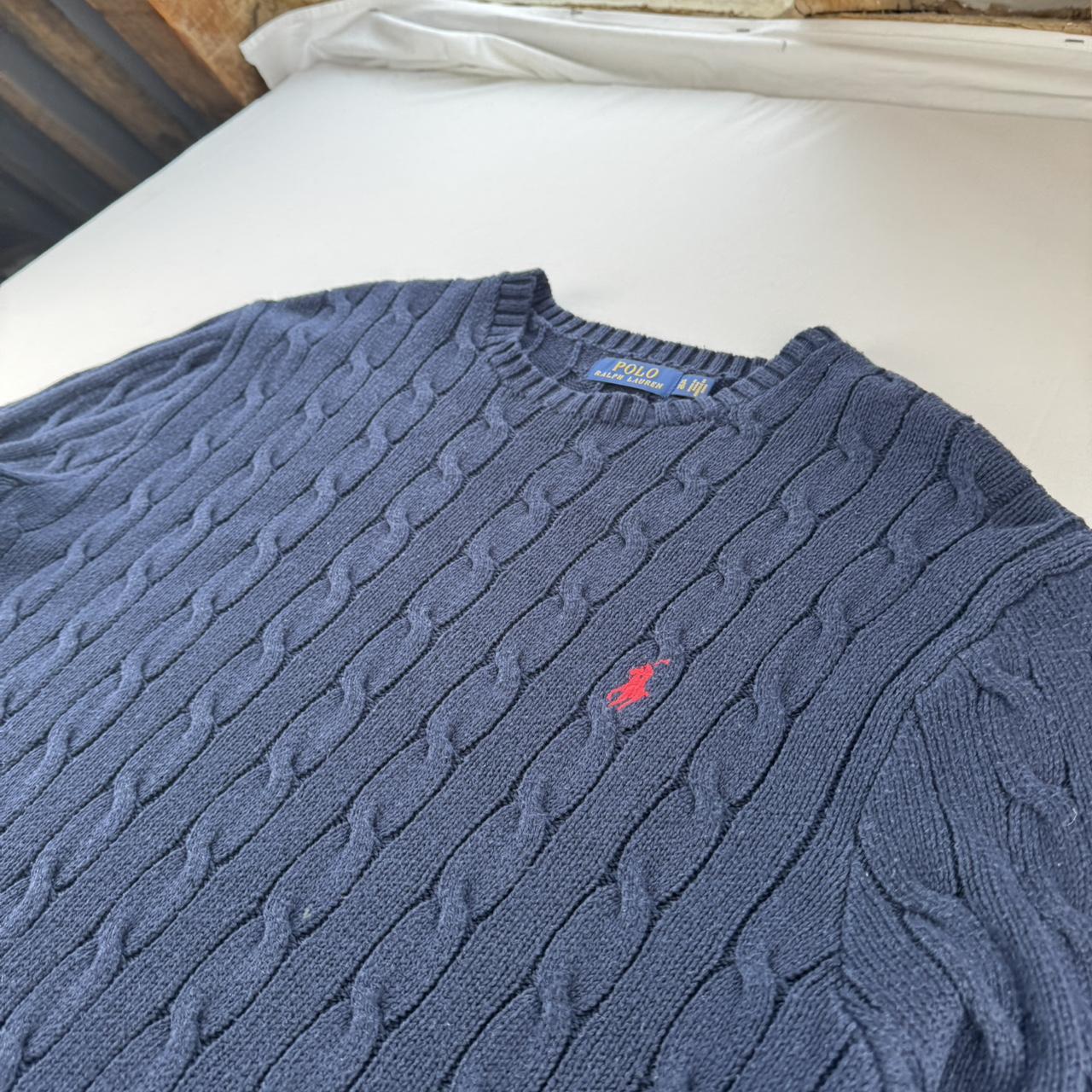 Modern Polo Ralph Lauren Red Pony Navy Cable Knit XL