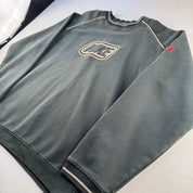 Vintage 2000s Nike Embroidered Dark Green and Cream Nike Sweatshirt L