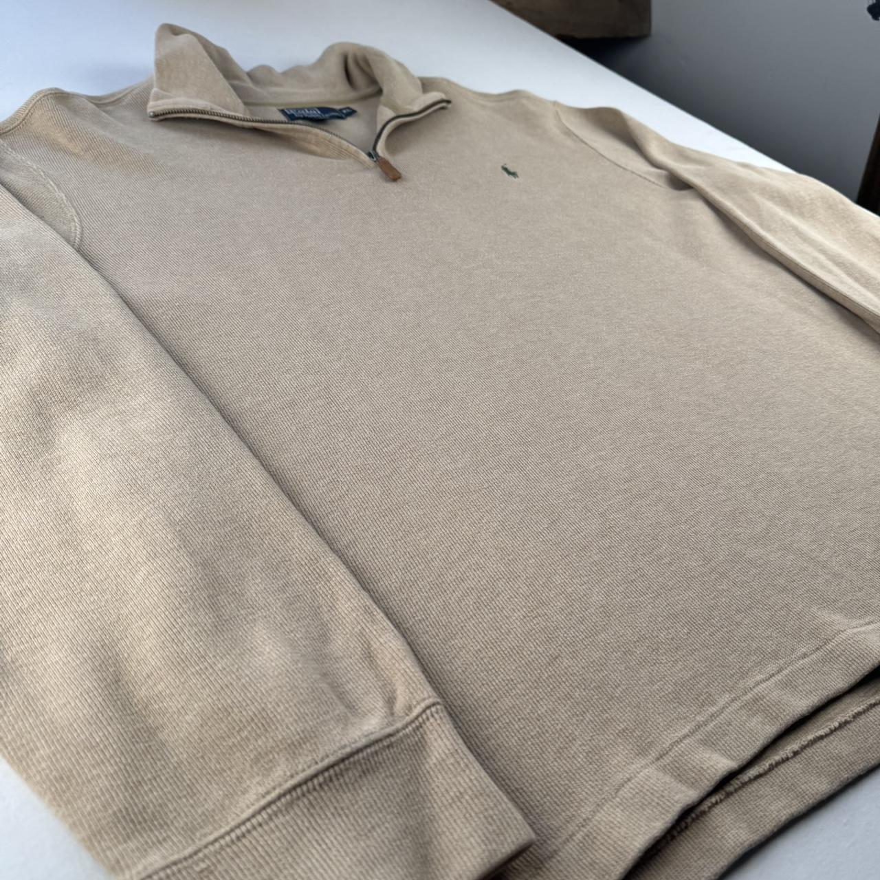 Polo Ralph Lauren Beige with Green Pony Quarter Zip Fleece XL