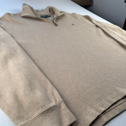 Polo Ralph Lauren Beige with Green Pony Quarter Zip Fleece XL