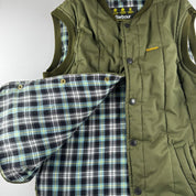 Barbour Embroidered Plaid Lining Puffer Gilet M