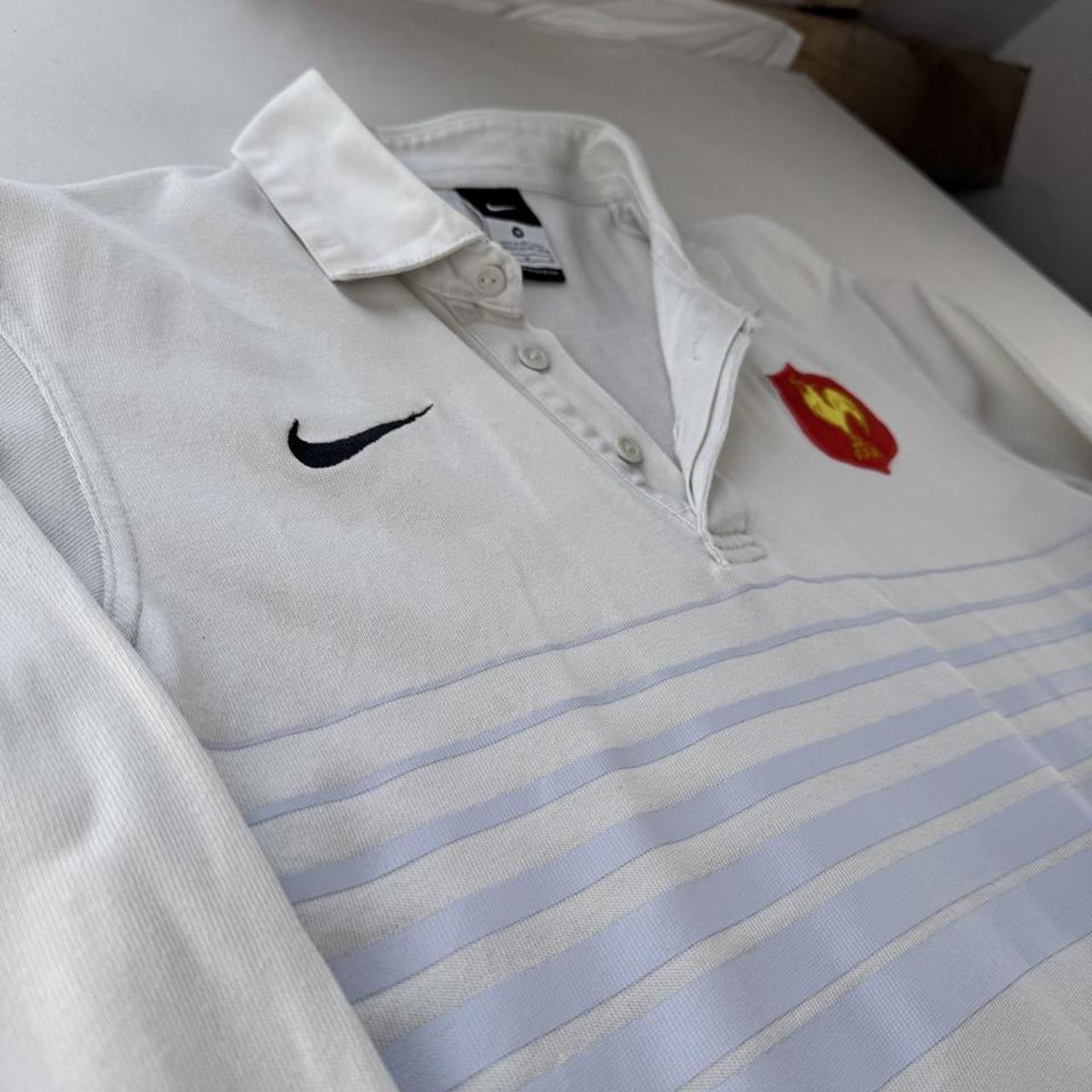 2009 Embroidered France Rugby Striped Rugby Polo M