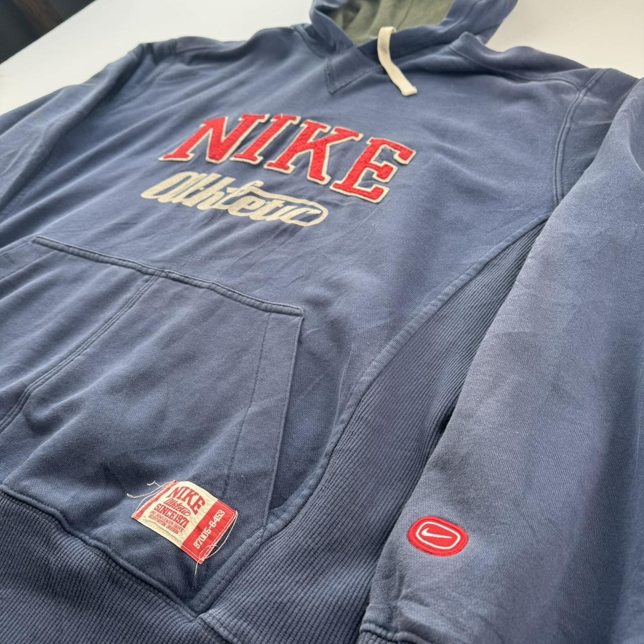 2000s Nike Embroidered Spellout Oversized Navy Hoodie L