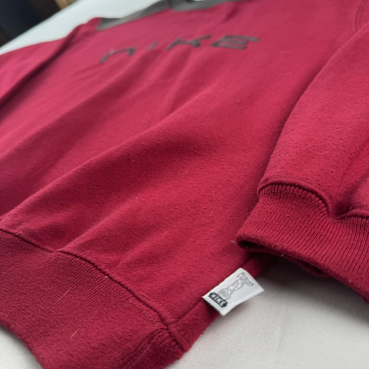 1990s Nike Embroidered Spellout Burgundy Womens Sweatshirt 14