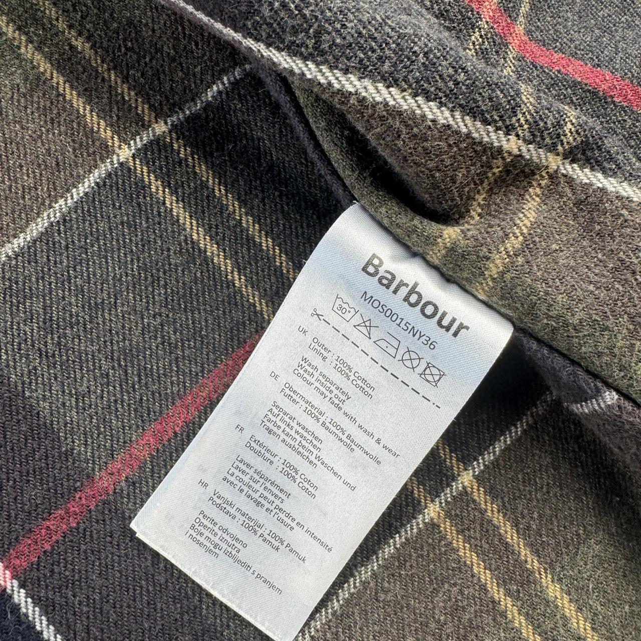 Navy Barbour Beacon Corduroy Patchwork Chore Jacket with Green Plaid Lining L