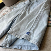 Quiksilver baby blue surf shorts 100% cotton with logo and classic design details.