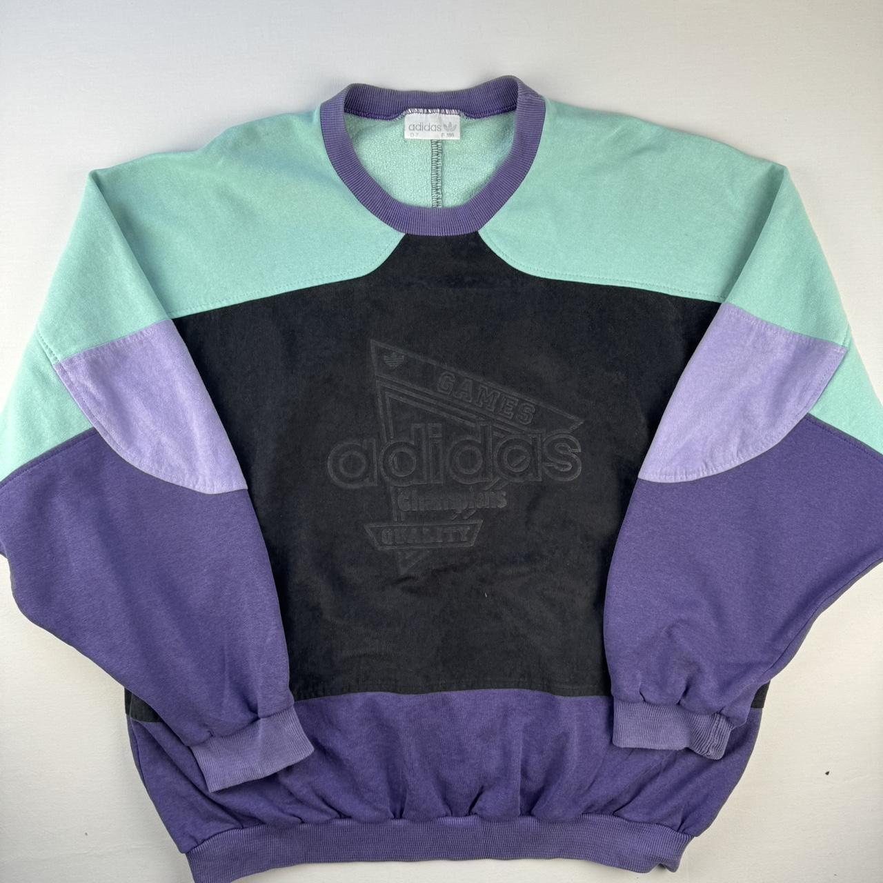 1990s Adidas Funky Pattern Spellout Sweatshirt XL