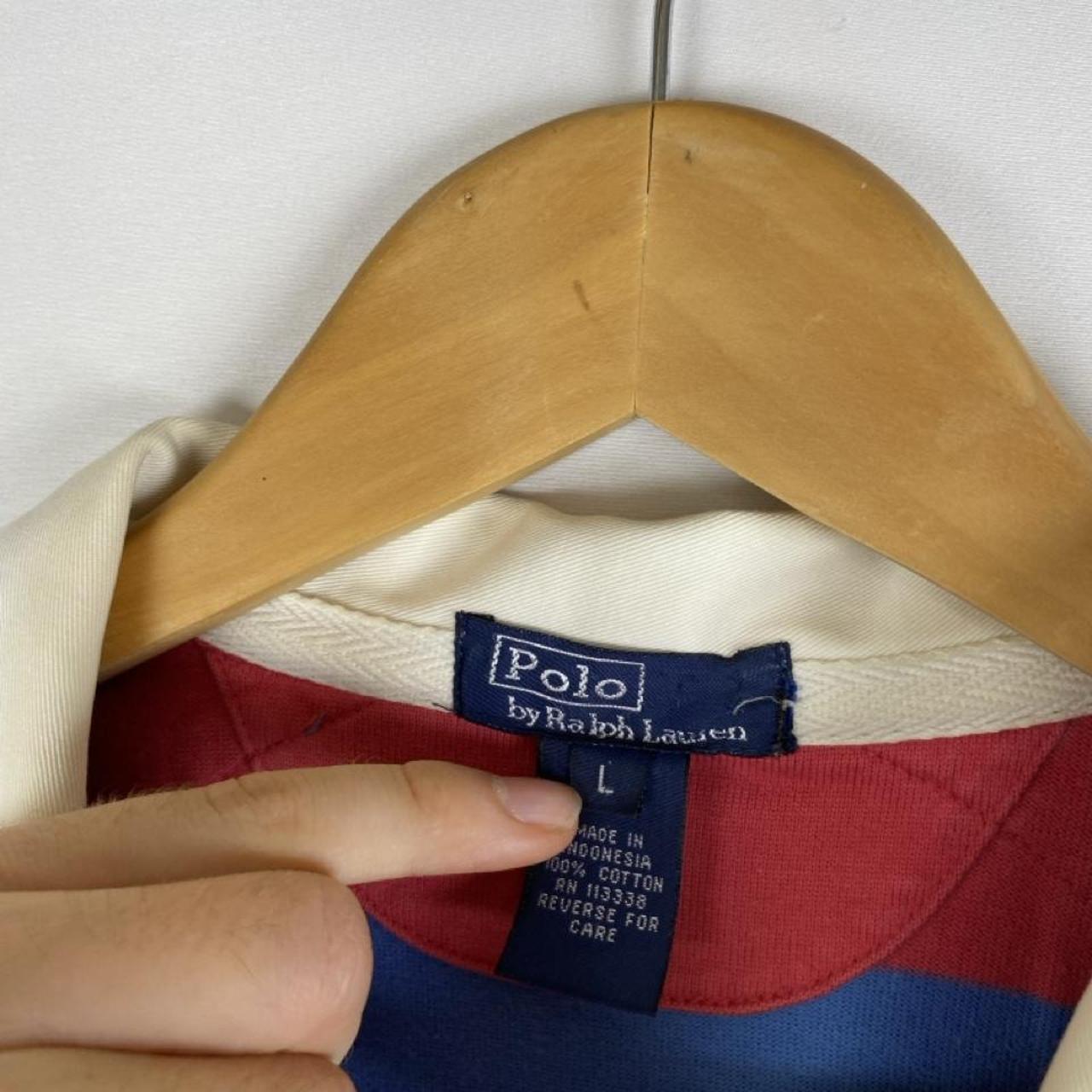 Polo Ralph Lauren striped rugby polo shirt red and blue with embroidered logo.