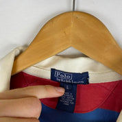 Polo Ralph Lauren striped rugby polo shirt red and blue with embroidered logo.