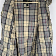 Barbour cream checkered parachute field jacket with relaxed fit and distinctive logo.